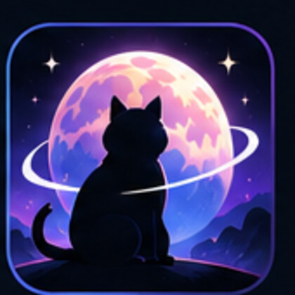Kat voor een maan en planeet